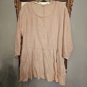 Pale pink ruffle blouse
